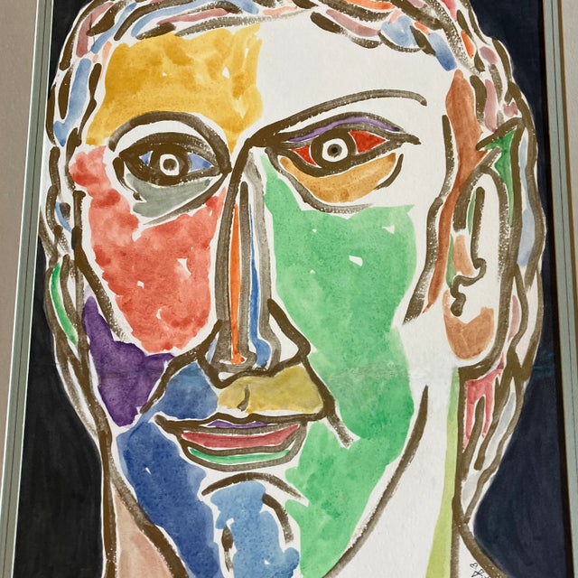 Original 10 x 14 painting on paper signed bottom right Overall size with double mat is 14 x 18 unframed