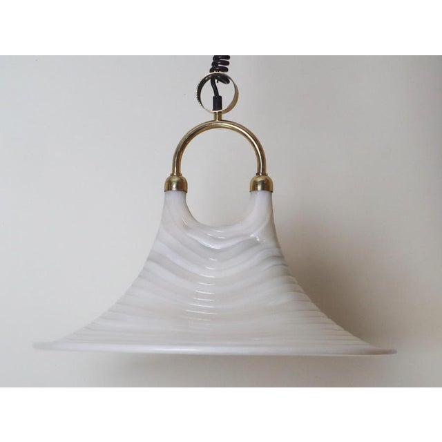 Mid-Century Modern White and Gilt Pendant Lamp with Pull Mechanism, 1970s For Sale - Image 10 of 18