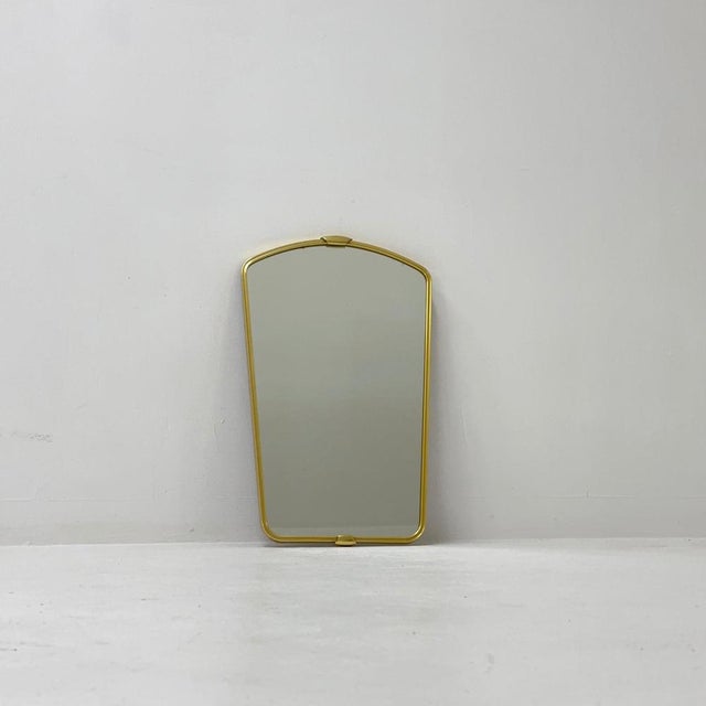 Mid-Century German Asymmetric Brass Wall Mirror, 1960s For Sale - Image 9 of 11