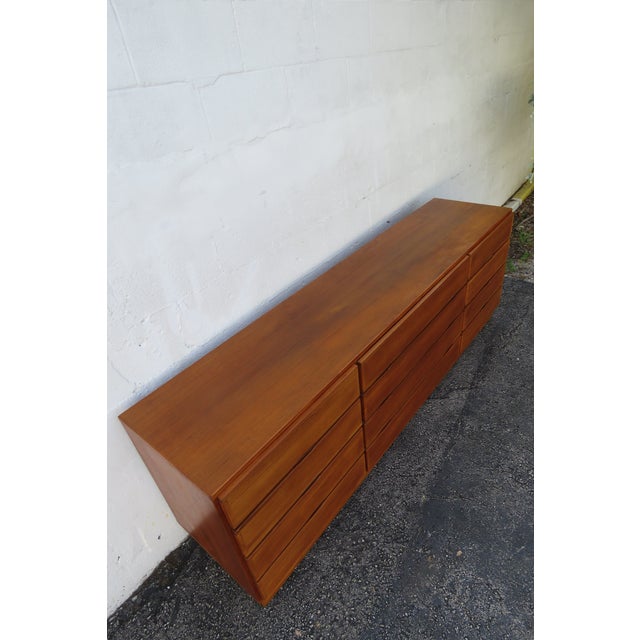 Mid Century Danish Modern Long Dresser Sideboard Tv Media Console For Sale - Image 9 of 12