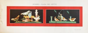 1900 Antique Italian Label, Pompei, Casa Dei Vettii, Still Life X 2 (Birds)