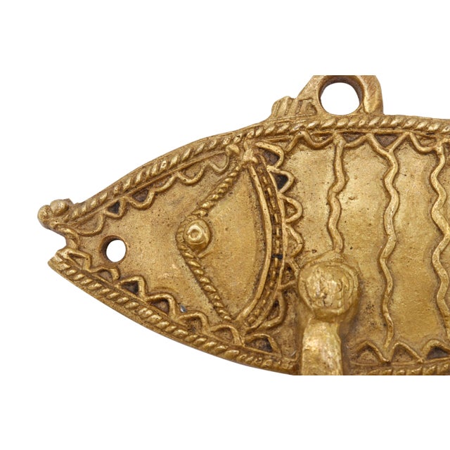 Rustic Bohemian Brass Fish Wall Hooks For Sale - Image 3 of 4