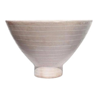 Mid-Century Transitional Tall Purple Decorative Stoneware Bowl For Sale