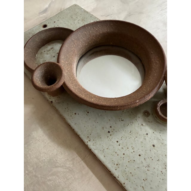 Signed Studio Pottery Wall Mirror Hand Built Ceramic 10 Inch Vertical For Sale - Image 4 of 12