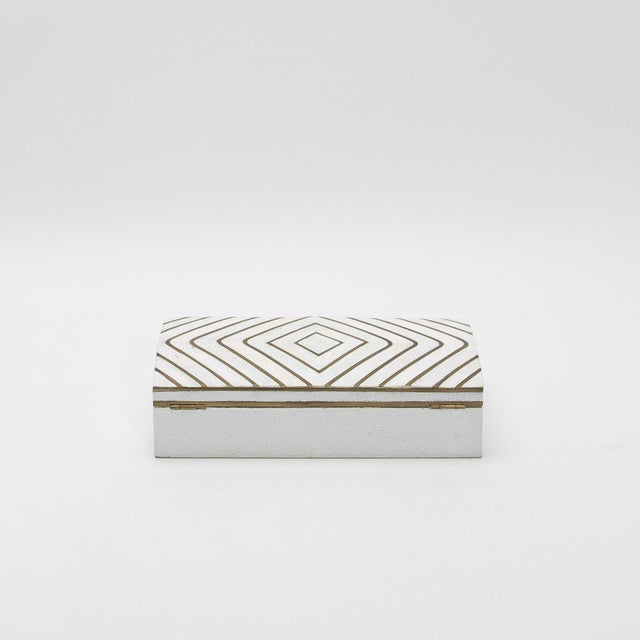 Set of 3 Shagreen Boxes With Mother of Pearl and Brass Details by R&y Augousti For Sale In Los Angeles - Image 6 of 12