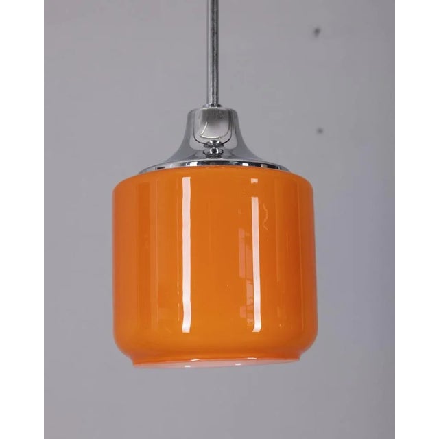 Vintage Italian Metal and Orange Glass Pendant, 1970s For Sale - Image 9 of 9