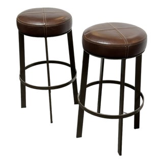 Berman Rosetti Bon Bon Swivel Barstools, Pair For Sale