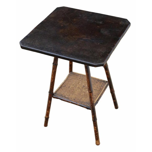 Brown Antique Bamboo and Leather Side Table from Liberty & Co., 1910 For Sale - Image 8 of 8