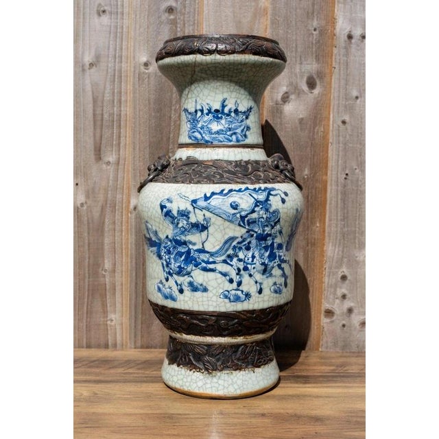 Large Early 19th Century Chinese Qing Dynasty Crackle Glazed Porcelain Vase For Sale - Image 3 of 18