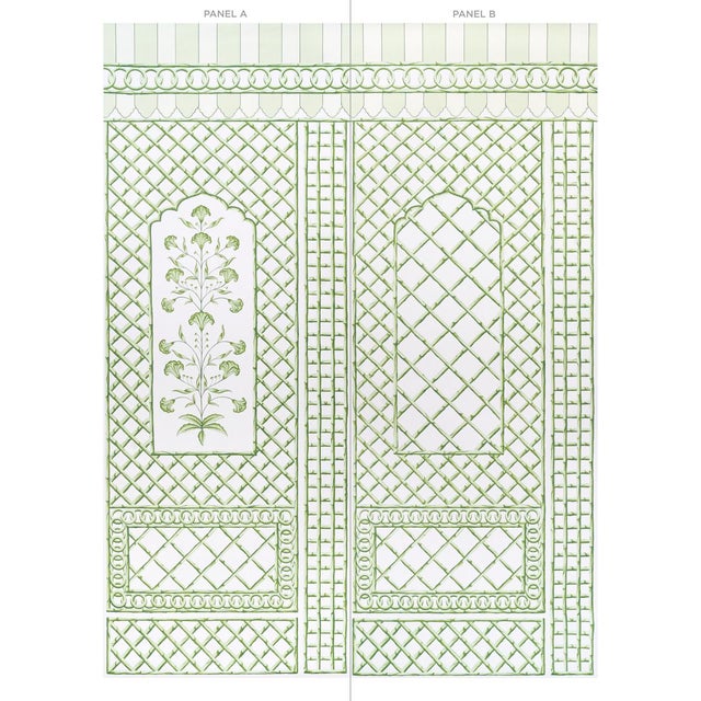 Contemporary Sample - Schumacher x Marie-Anne Oudejans Bamboo Trellis Panel B in Green For Sale - Image 3 of 4
