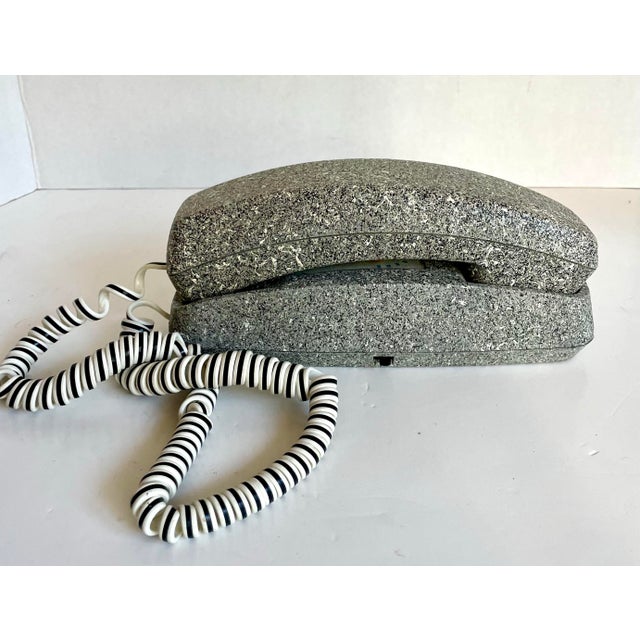 1980s Postmodern Memphis Rock Phone 2 Faux Granite Desk Telephone For Sale - Image 10 of 12