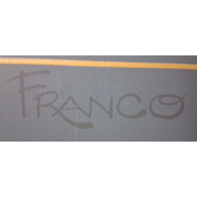 Art Deco 1980s Oversized Franco Orchid Painting – 60” × 48” – Modern Botanical Wall Art For Sale - Image 3 of 6