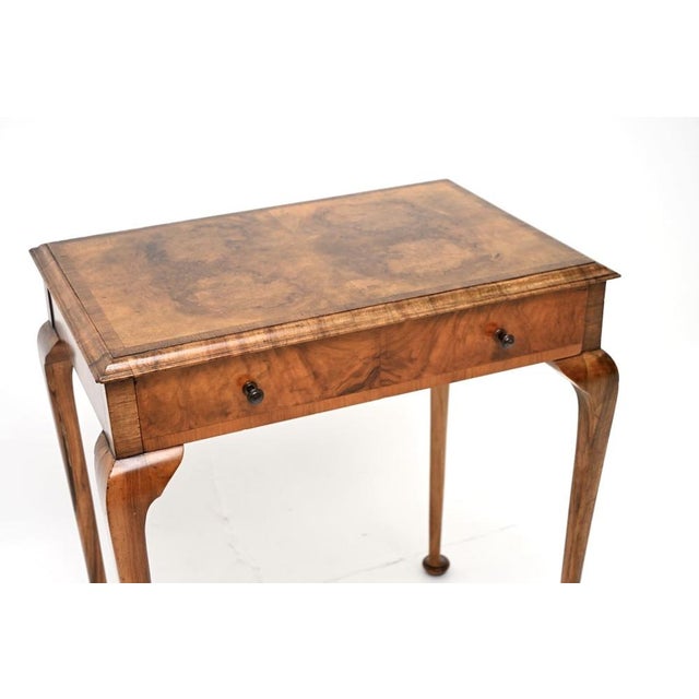 Wood Vintage Burr Walnut Side Table, 1920 For Sale - Image 7 of 11