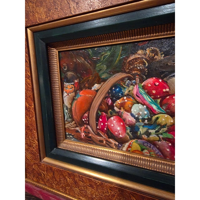 Charming vintage Texas artist Annell Livingston painting of fruits in an ornately painted custom frame. The painting is 8"...