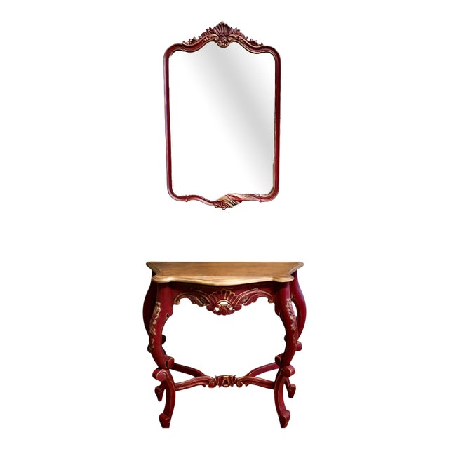 French Console Table and Mirror, Set of 2 For Sale