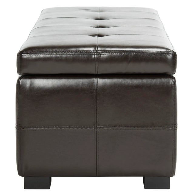 Modern Tufted Storage Bench Large in Brown & Black For Sale - Image 3 of 11
