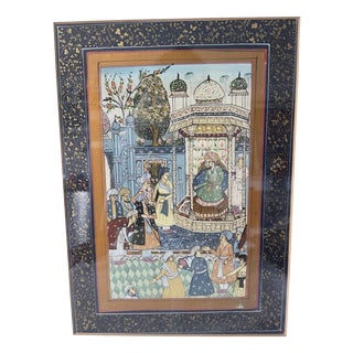 Vintage Mughal Empire Indian Middle East Silk Painting For Sale