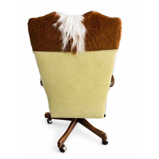 2000 - 2009 Old Hickory Tannery Brown Leather Adjustable Executive Office Chair For Sale - Image 5 of 18