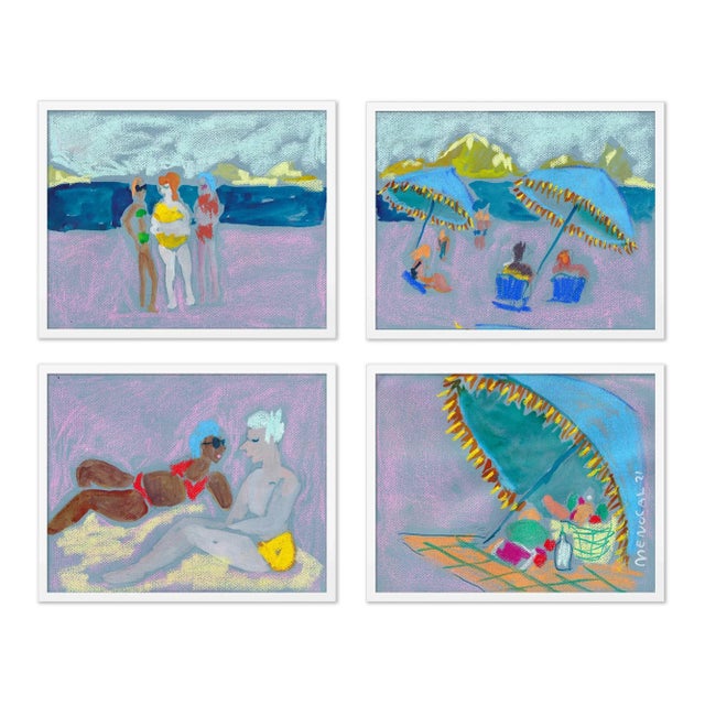 Paper Ipanama by Happy Menocal in White Frame, Small Art Prints, Set of 4 For Sale - Image 7 of 7