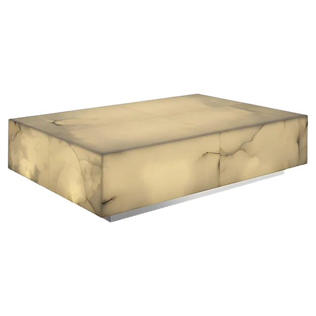 Alabaster Illuminated Rectangular Coffee Table by Jacobo Ventura For Sale