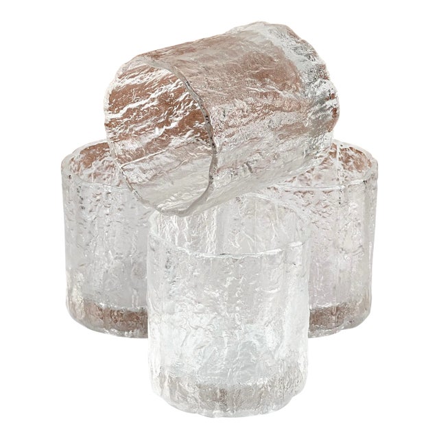 Vintage Mikasa Frostfire Ice Textured Whiskey Old Fashioned Glasses - Set of 4 For Sale