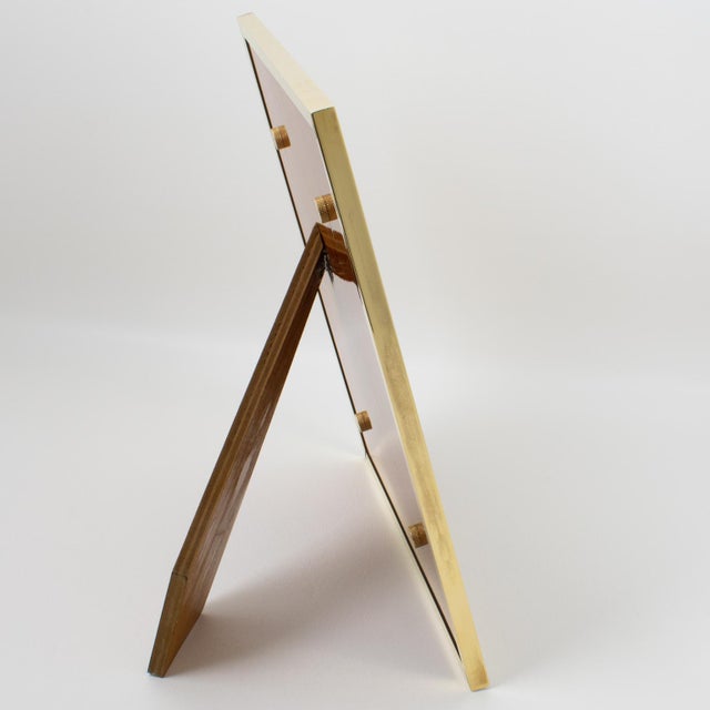 Wood Montagnani Italy Modernist Wood and Brass Picture Frame For Sale - Image 7 of 7
