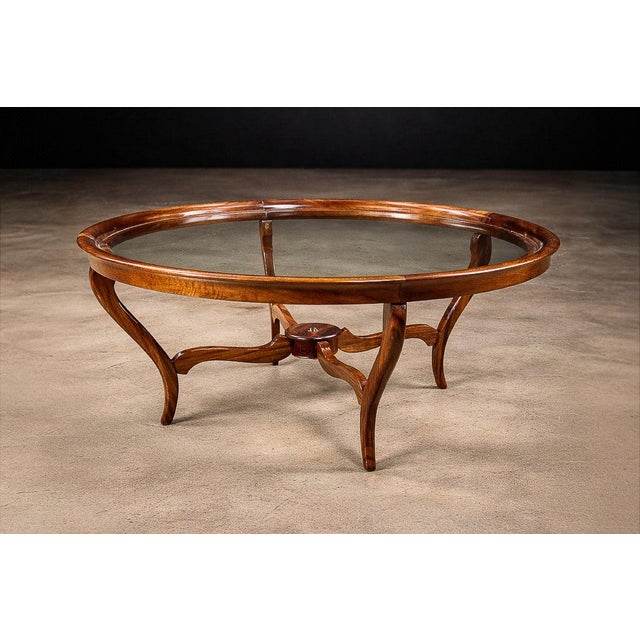 1950s Circular Coffee Table in Caviúna Wood & Glass by Giuseppe Scapinelli, Brazil, 1950s For Sale - Image 5 of 18