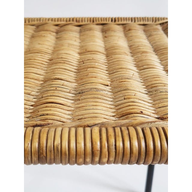 Wood Mid-Century Modern Forged Iron and Rattan Side Table by Carl Auböck, 1950s For Sale - Image 7 of 10