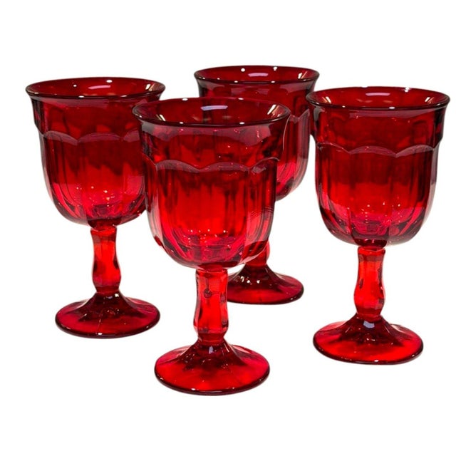 Glass Vintage Viking Arlington Ruby Red Water Goblets - Set of 4 For Sale - Image 7 of 8