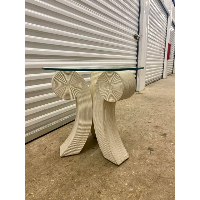 1980s Pencil Reed Rattan Side Table . For Sale In Miami - Image 6 of 12