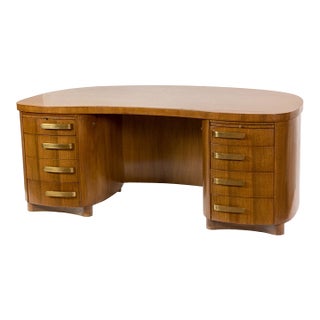 Mid 20th Century Art Deco Style Kidney Form Executive Desk by Stow & Davis For Sale
