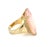 Contemporary Large Pink Quartz Diamond Square Top 18k Yellow Gold Ring - Size 6 For Sale - Image 3 of 8