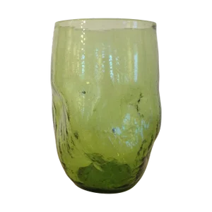 Vintage 1960s Blenko Green Crackle Vase