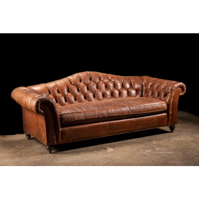 Vintage Tufted Leather Sofa in Brown Chairish