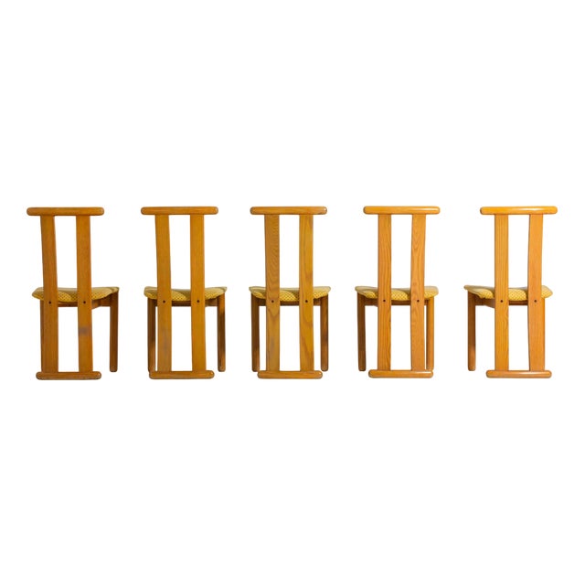 High Back Italian Dining Chairs, 1980s, Set of 5 For Sale