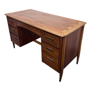 1960s Mid Century Modern Walnut Desk, Andre Bus for Lane Acclaim For Sale