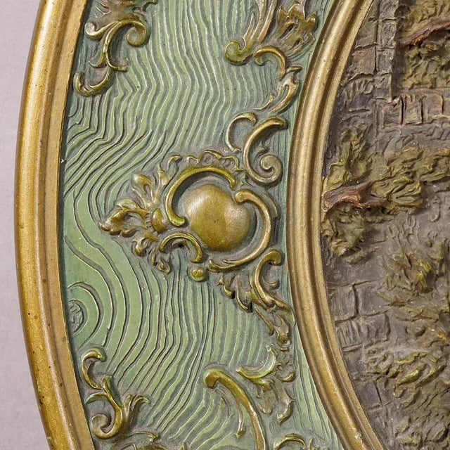 Terracotta Wall Plate with Whimsy Children in Farmer Costumes by Johann Maresch, 1890s For Sale - Image 9 of 12