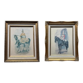 Pair of Vintage Framed British Military Equestrian Prints After Charles C. Stadden, 1973 For Sale