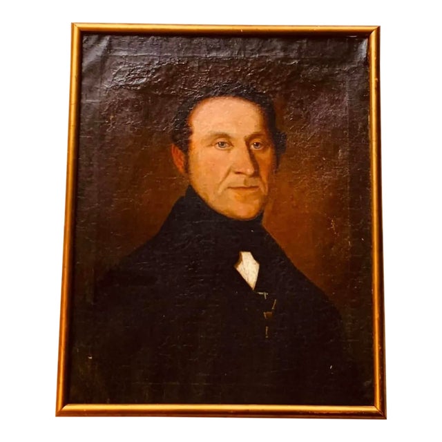 Mid-19th Century American Oil Portrait of a Gentleman, Nantucket Estate For Sale