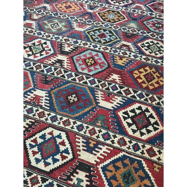19th Century Caucasian Flat Rug Kilim Rug For Sale - Image 6 of 10