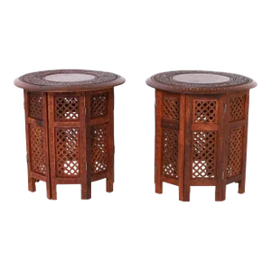 Pair of Antique Anglo Indian Inlaid Stands