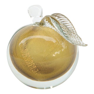Golden Apple Murano Glass Bookend For Sale