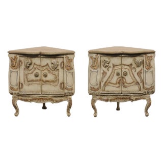 Italian Antique Corner Cabinets, a Near Pair For Sale