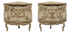Italian Antique Corner Cabinets, a Near Pair