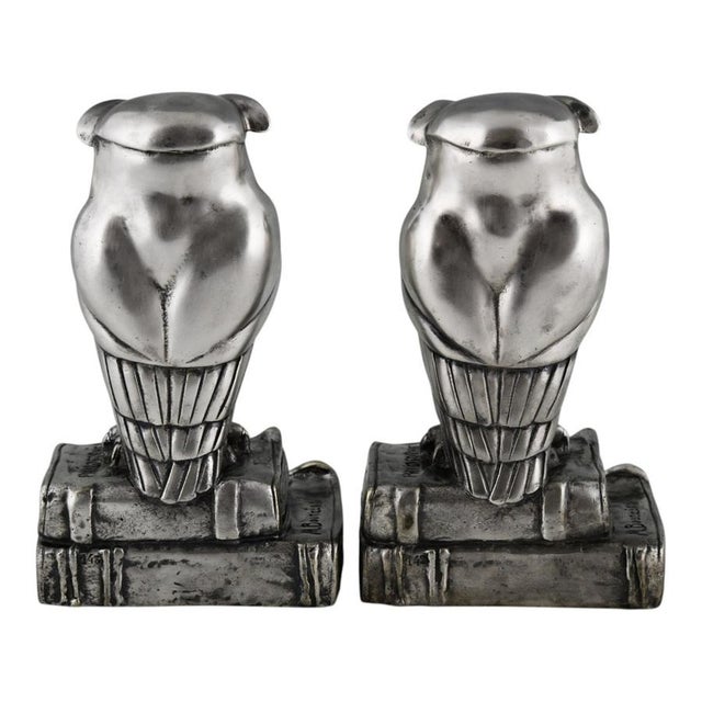 Art Deco Bronze Owl Bookends by Marcel Bouraine, 1925, Set of 2 For Sale - Image 6 of 13