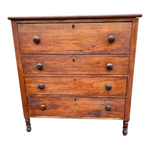 Federal Solid Walnut and Mahogany Tall Chest, 19th Century