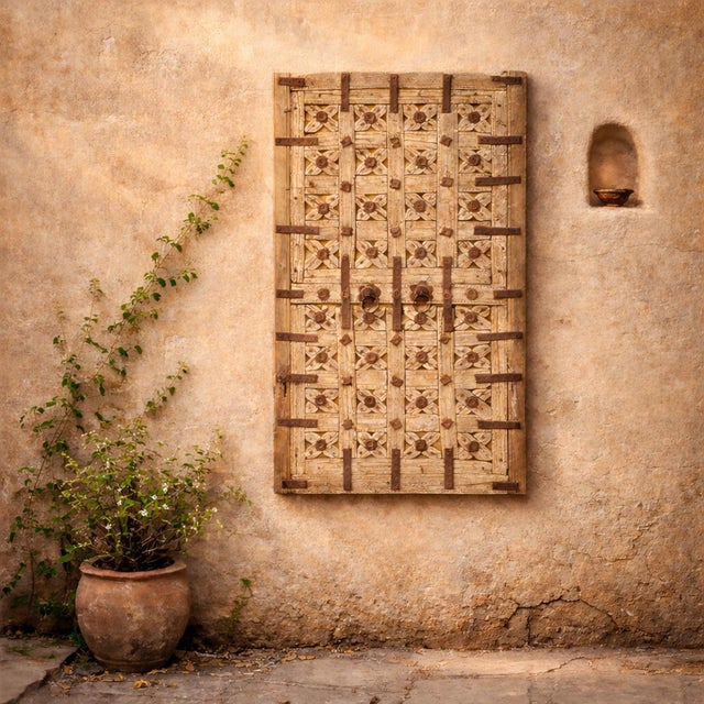 Vintage Teak Wood & Iron Door Panel For Sale In Los Angeles - Image 6 of 6