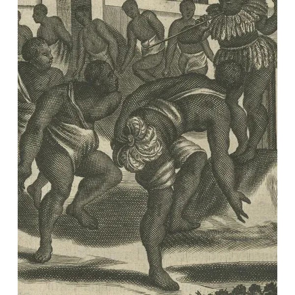 Montanus, Ritual Dance in Brazil, Copper Engraving, 1673 For Sale - Image 6 of 7