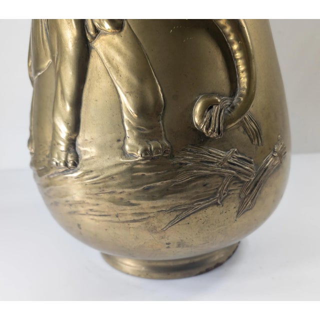 Bronze Early 20th Century Japanese Bronze Vase With High Relief Elephant by Yoshimasa For Sale - Image 8 of 17