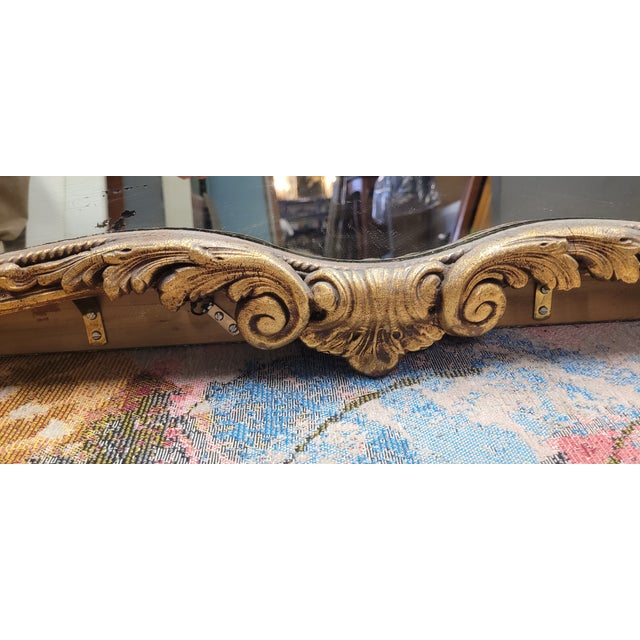 Gold 1920s Antique Gilt Rococo Mantel Mirror For Sale - Image 8 of 11